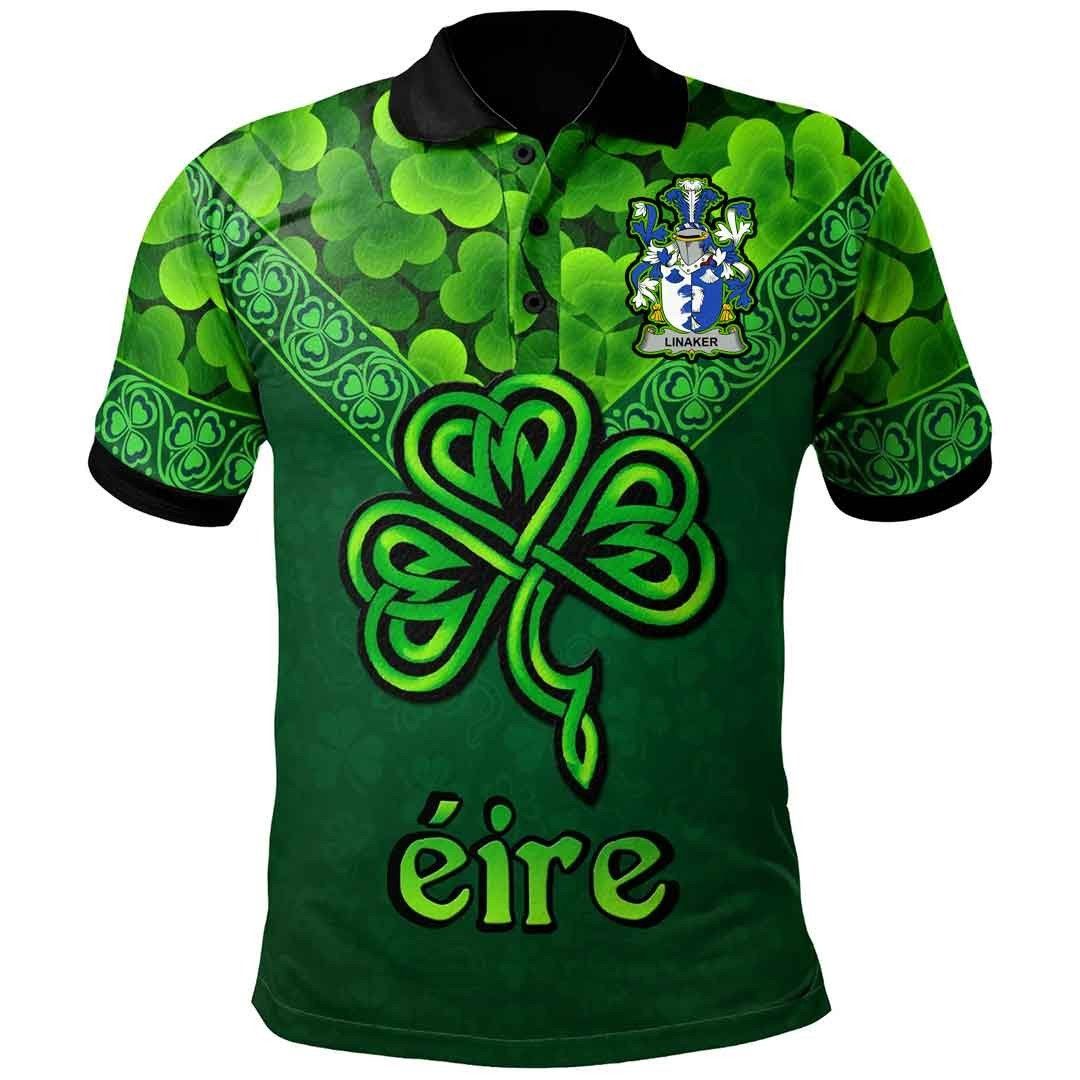 Ireland Clothing - Linaker Irish Family Crest Polo Shirt - Irish Shamrock Triangle A7 Ireland Clothing - Linaker Irish Family Crest Polo Shirt - Irish Shamrock Triangle A7
