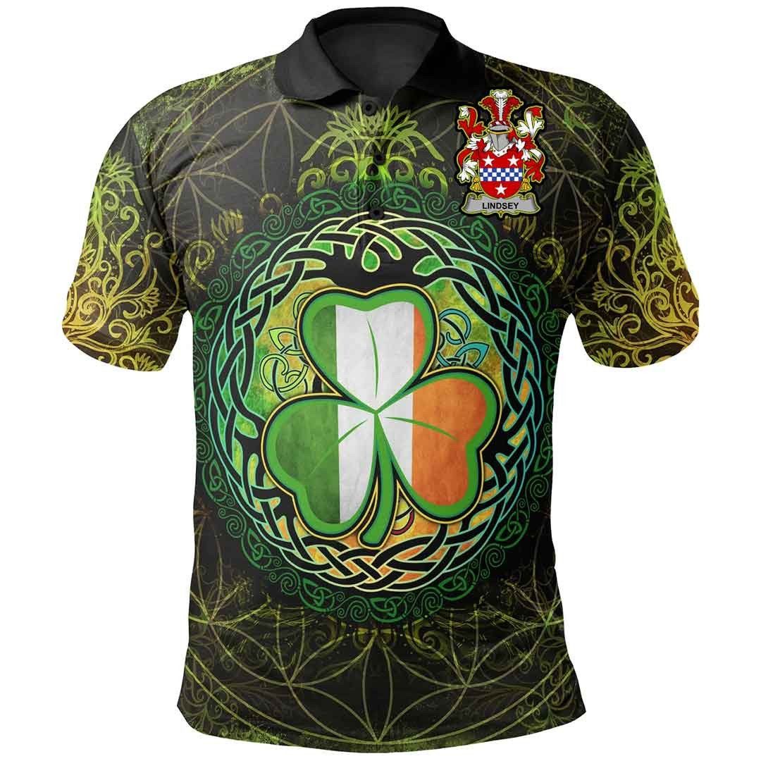 Ireland Clothing - Lindsey Irish Family Crest Polo Shirt - Irish Shamrock Triangle A7 Ireland Clothing - Lindsey Irish Family Crest Polo Shirt - Irish Shamrock Triangle A7