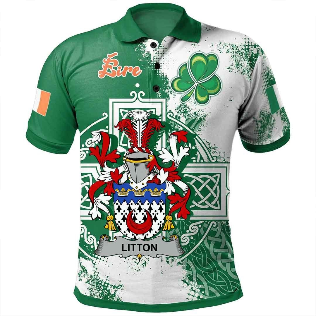 Ireland Clothing - Litton Irish Family Crest Polo Shirt - Irish Celtic Cross A7 Ireland Clothing - Litton Irish Family Crest Polo Shirt - Irish Celtic Cross A7