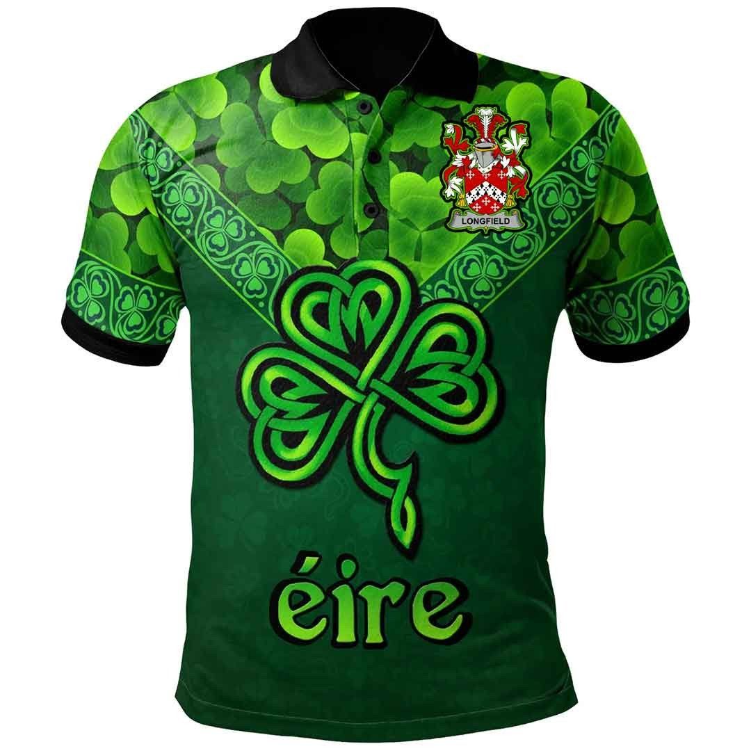 Ireland Clothing - Longfield Irish Family Crest Polo Shirt - Irish Shamrock Triangle A7 Ireland Clothing - Longfield Irish Family Crest Polo Shirt - Irish Shamrock Triangle A7