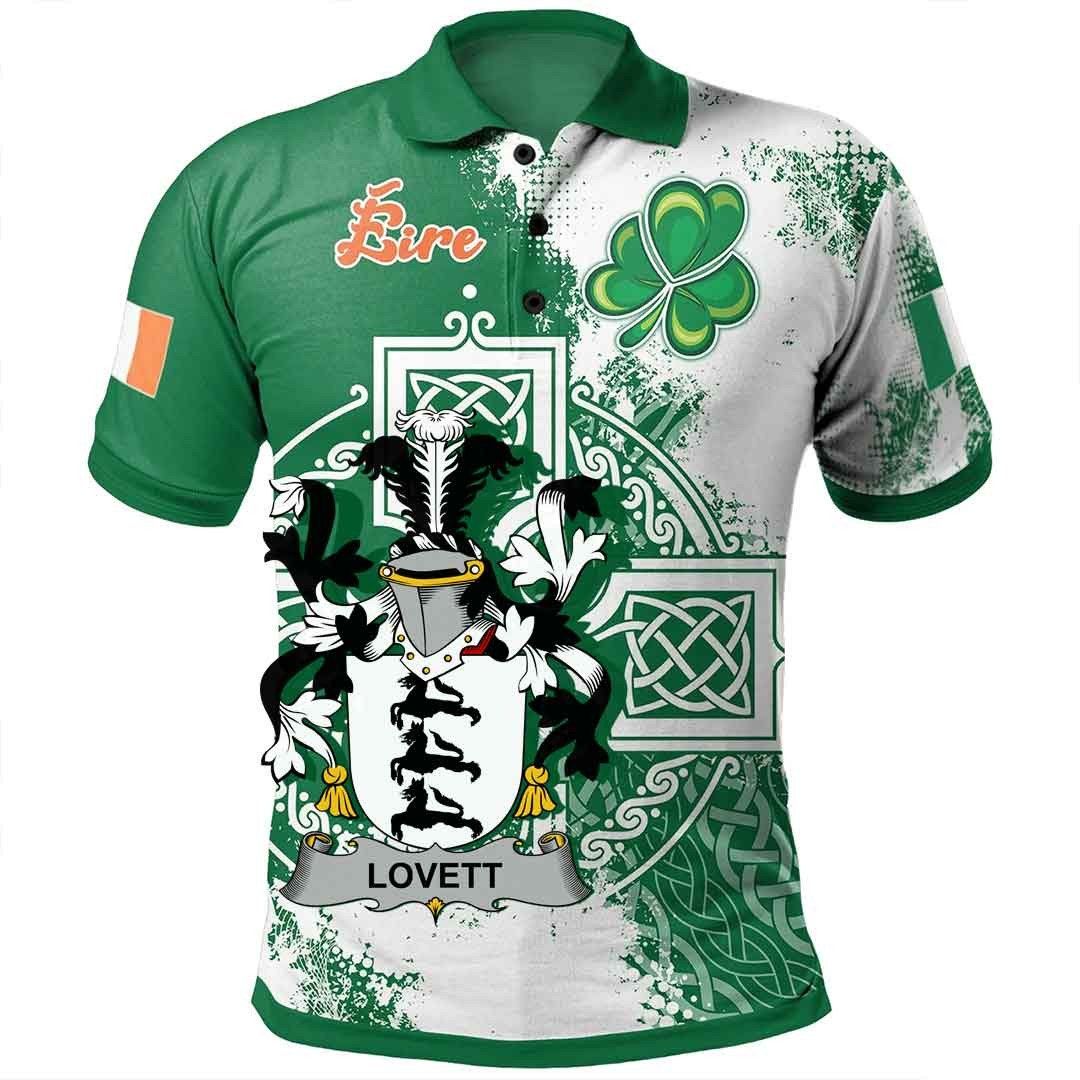 Ireland Clothing - Lovett Irish Family Crest Polo Shirt - Irish Celtic Cross A7 Ireland Clothing - Lovett Irish Family Crest Polo Shirt - Irish Celtic Cross A7