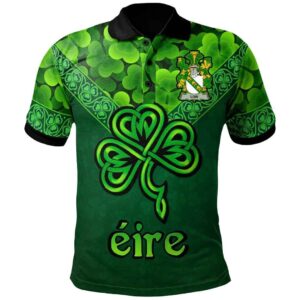 Ireland Clothing - Low Irish Family Crest Polo Shirt - Irish Shamrock Triangle A7