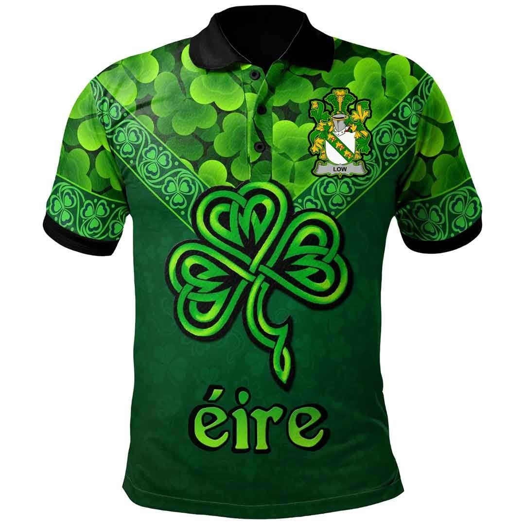 Ireland Clothing - Low Irish Family Crest Polo Shirt - Irish Shamrock Triangle A7 Ireland Clothing - Low Irish Family Crest Polo Shirt - Irish Shamrock Triangle A7