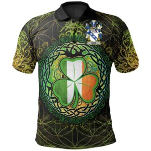 Ireland Clothing - Lowe Irish Family Crest Polo Shirt - Irish Shamrock Triangle A7
