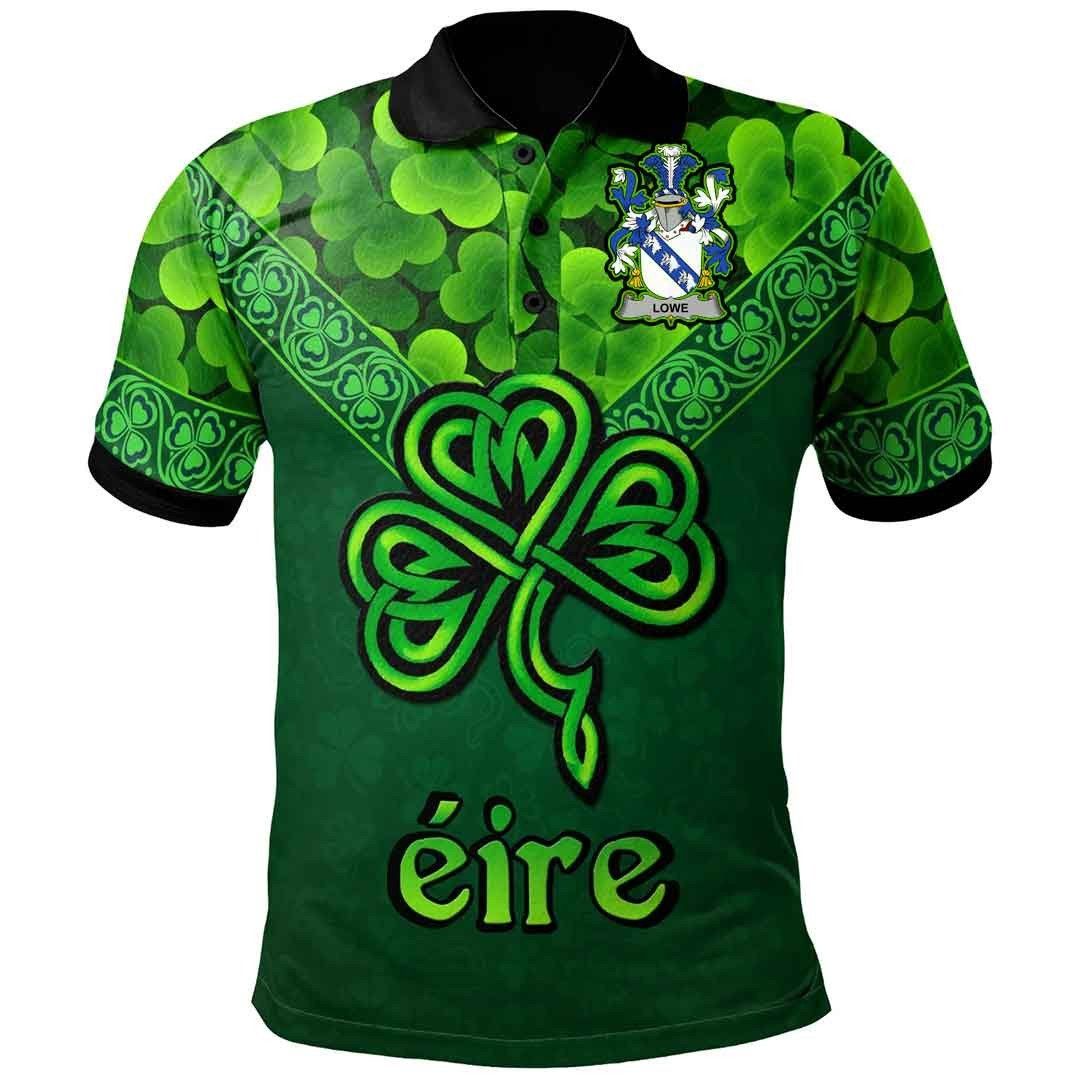 Ireland Clothing - Lowe Irish Family Crest Polo Shirt - Irish Shamrock Triangle A7 Ireland Clothing - Lowe Irish Family Crest Polo Shirt - Irish Shamrock Triangle A7