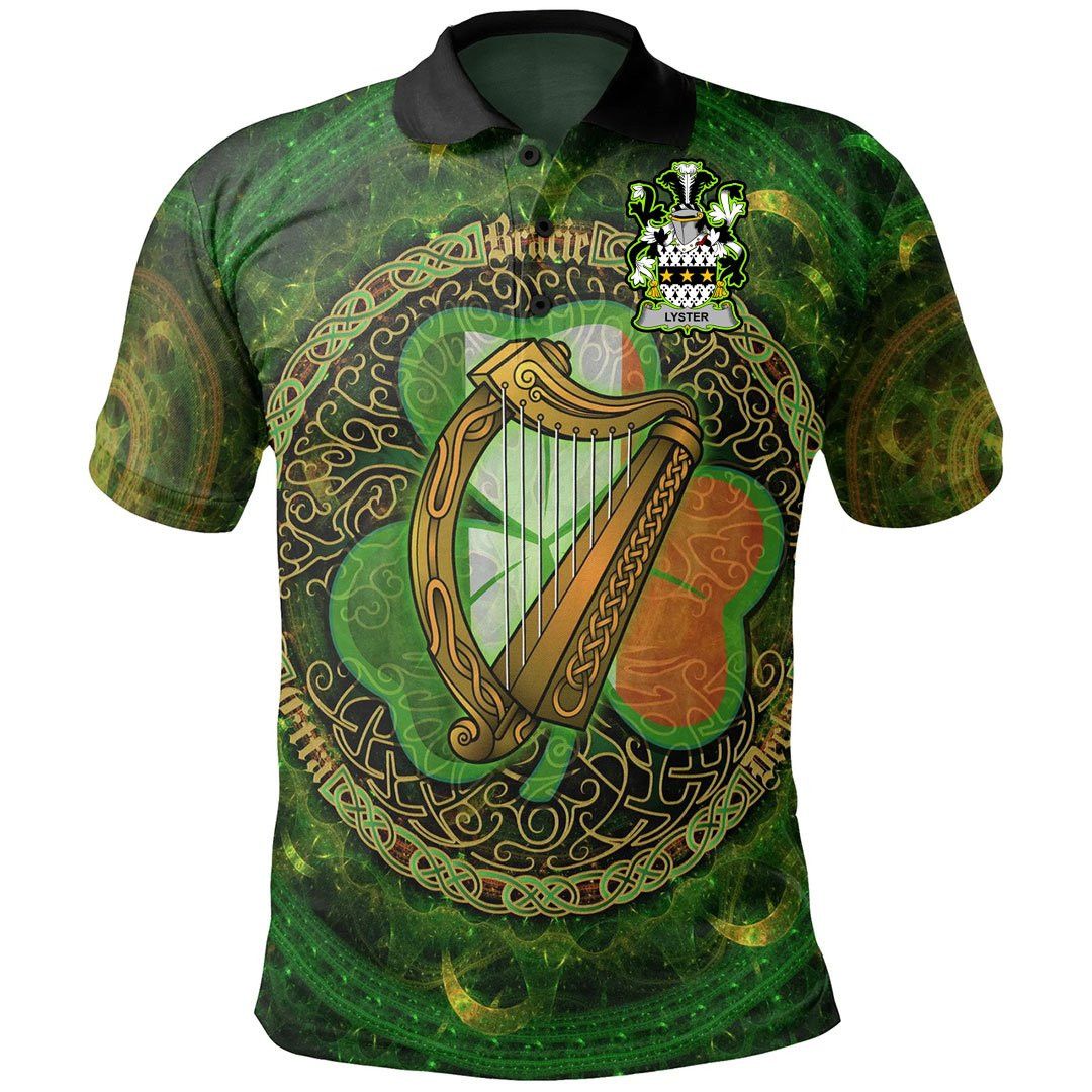 Ireland Clothing - Lyster Irish Family Crest Polo Shirt - Celtic Tree A7 Ireland Clothing - Lyster Irish Family Crest Polo Shirt - Celtic Tree A7