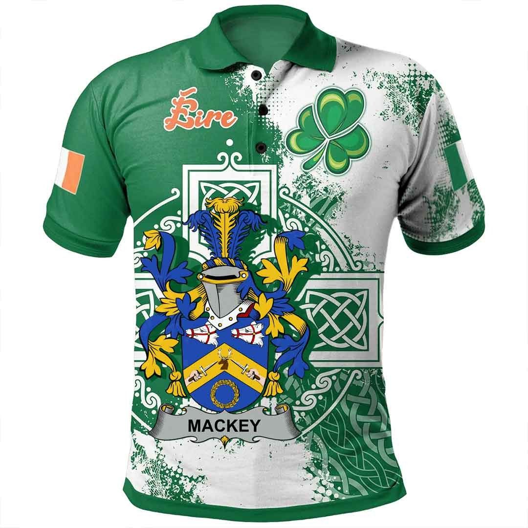 Ireland Clothing - Mackey Irish Family Crest Polo Shirt - Irish Celtic Cross A7 Ireland Clothing - Mackey Irish Family Crest Polo Shirt - Irish Celtic Cross A7