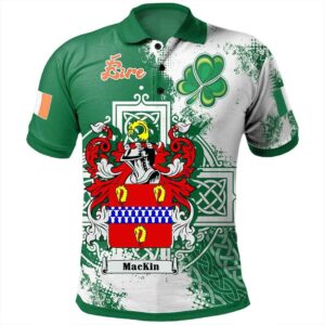 Ireland Clothing - Mackin Irish Family Crest Polo Shirt - Irish Celtic Cross A7