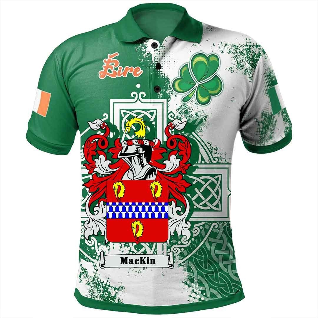 Ireland Clothing - Mackin Irish Family Crest Polo Shirt - Irish Celtic Cross A7 Ireland Clothing - Mackin Irish Family Crest Polo Shirt - Irish Celtic Cross A7