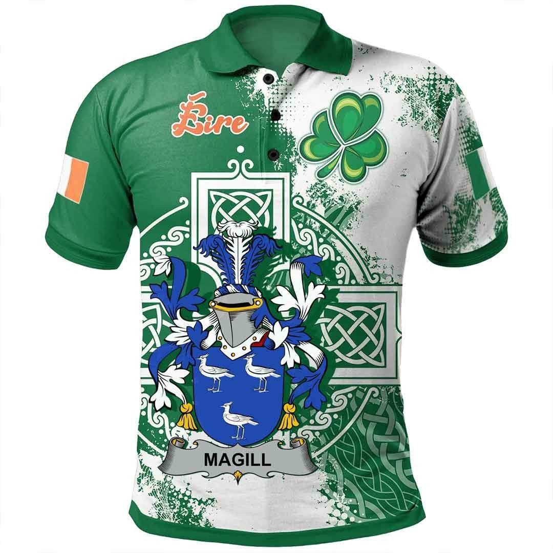 Ireland Clothing - Magill Irish Family Crest Polo Shirt - Irish Celtic Cross A7 Ireland Clothing - Magill Irish Family Crest Polo Shirt - Irish Celtic Cross A7