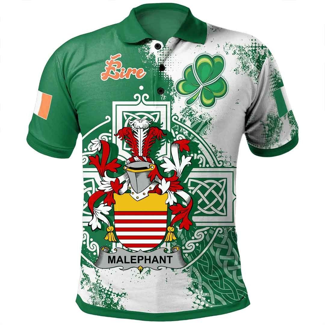 Ireland Clothing - Malaphant Irish Family Crest Polo Shirt - Irish Celtic Cross A7 Ireland Clothing - Malaphant Irish Family Crest Polo Shirt - Irish Celtic Cross A7