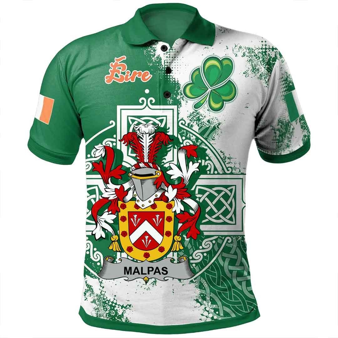 Ireland Clothing - Malpas Irish Family Crest Polo Shirt - Irish Celtic Cross A7 Ireland Clothing - Malpas Irish Family Crest Polo Shirt - Irish Celtic Cross A7