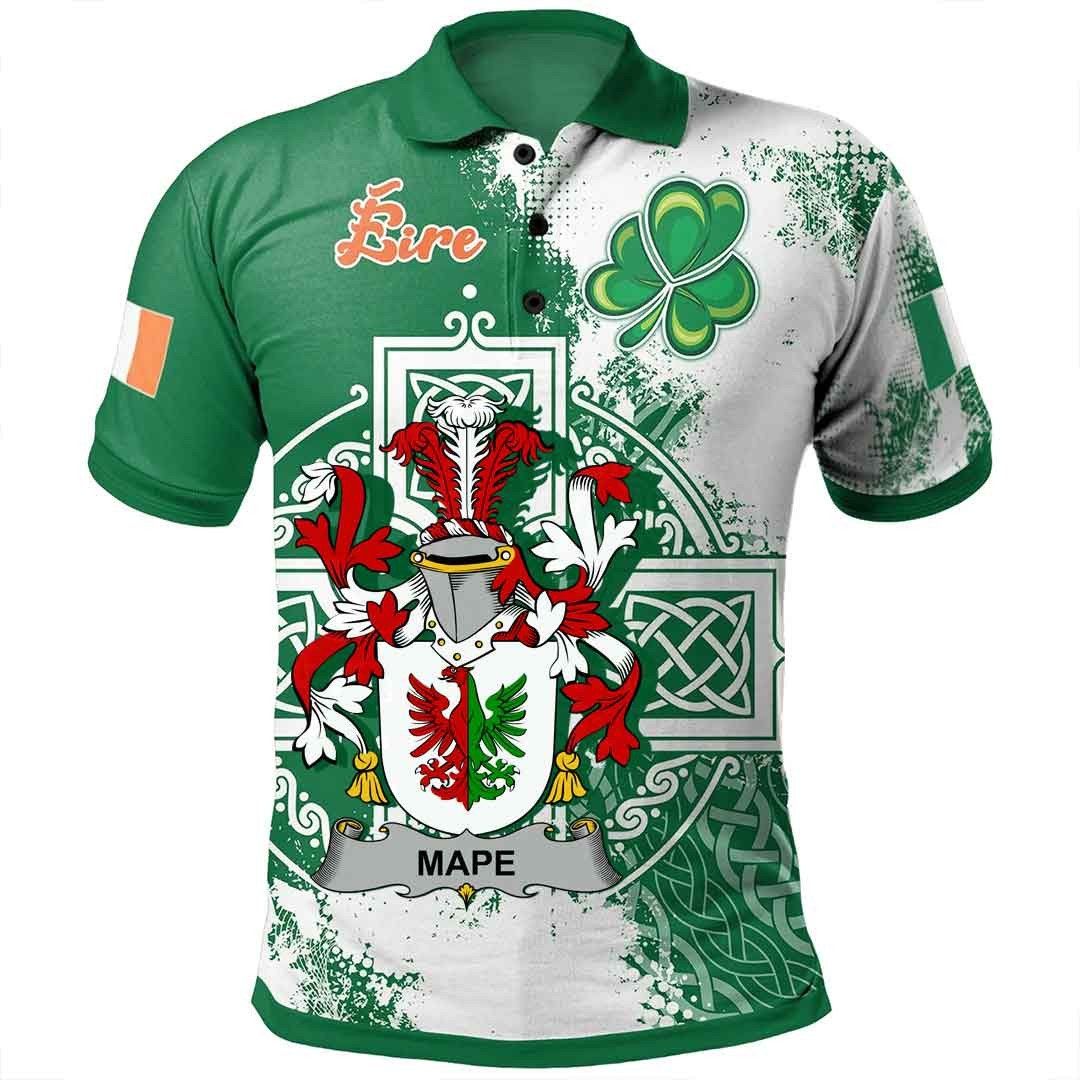Ireland Clothing - Mape Irish Family Crest Polo Shirt - Irish Celtic Cross A7 Ireland Clothing - Mape Irish Family Crest Polo Shirt - Irish Celtic Cross A7