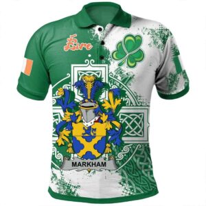 Ireland Clothing - Markham Irish Family Crest Polo Shirt - Irish Celtic Cross A7