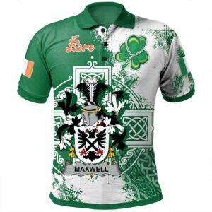 Ireland Clothing - Maxwell Irish Family Crest Polo Shirt - Irish Celtic Cross A7