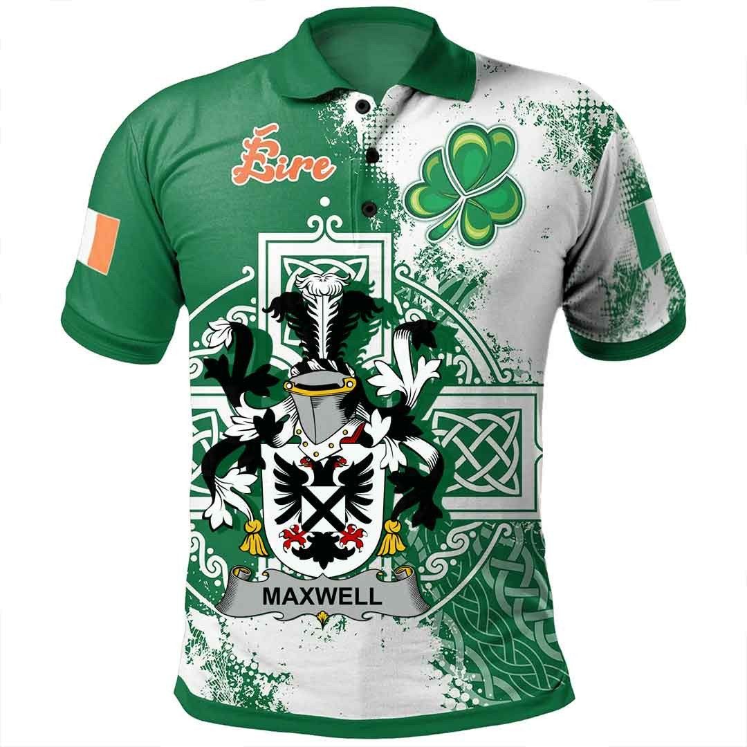 Ireland Clothing - Maxwell Irish Family Crest Polo Shirt - Irish Celtic Cross A7 Ireland Clothing - Maxwell Irish Family Crest Polo Shirt - Irish Celtic Cross A7