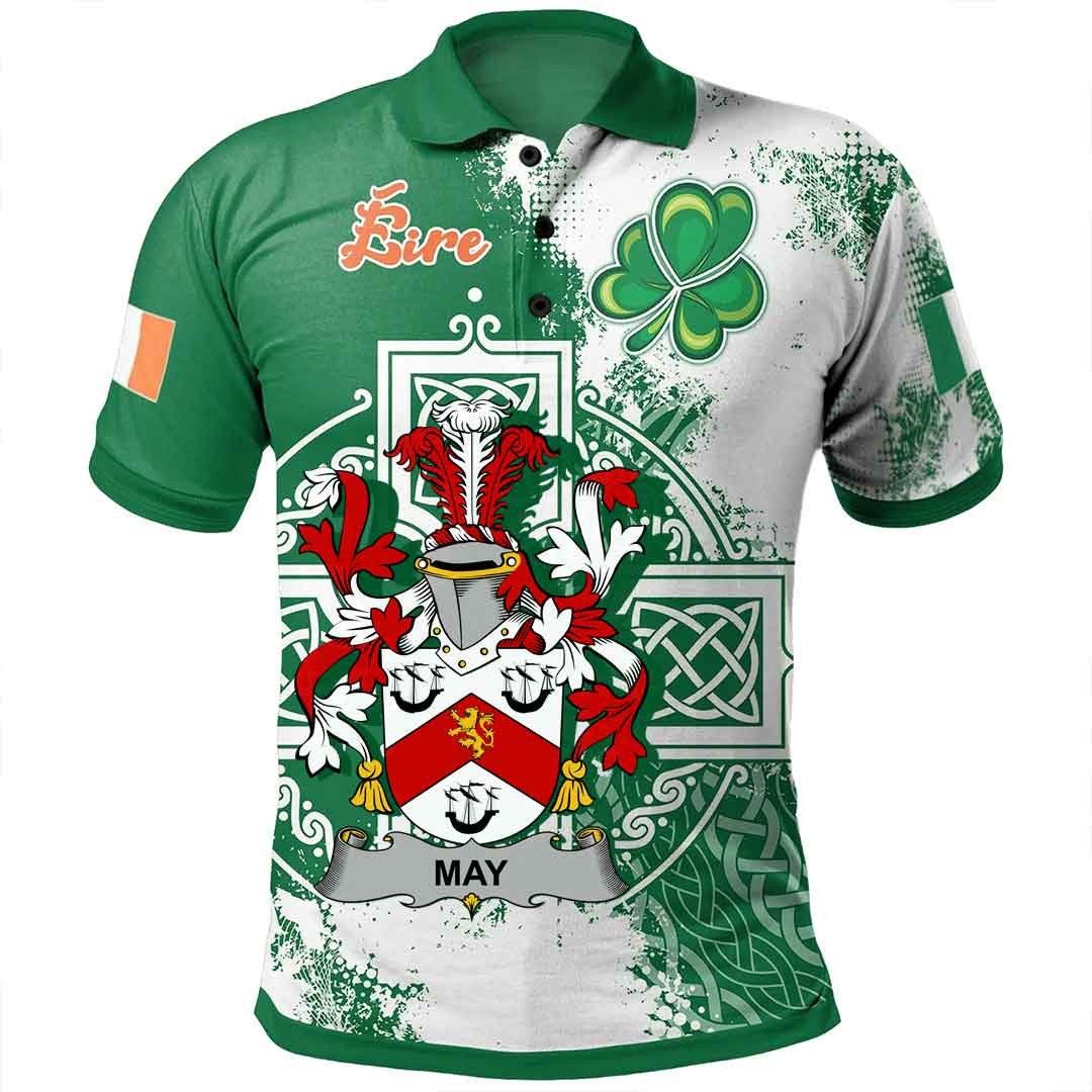 Ireland Clothing - May Irish Family Crest Polo Shirt - Irish Celtic Cross A7 Ireland Clothing - May Irish Family Crest Polo Shirt - Irish Celtic Cross A7