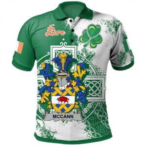 Ireland Clothing - McCann Irish Family Crest Polo Shirt - Irish Celtic Cross A7