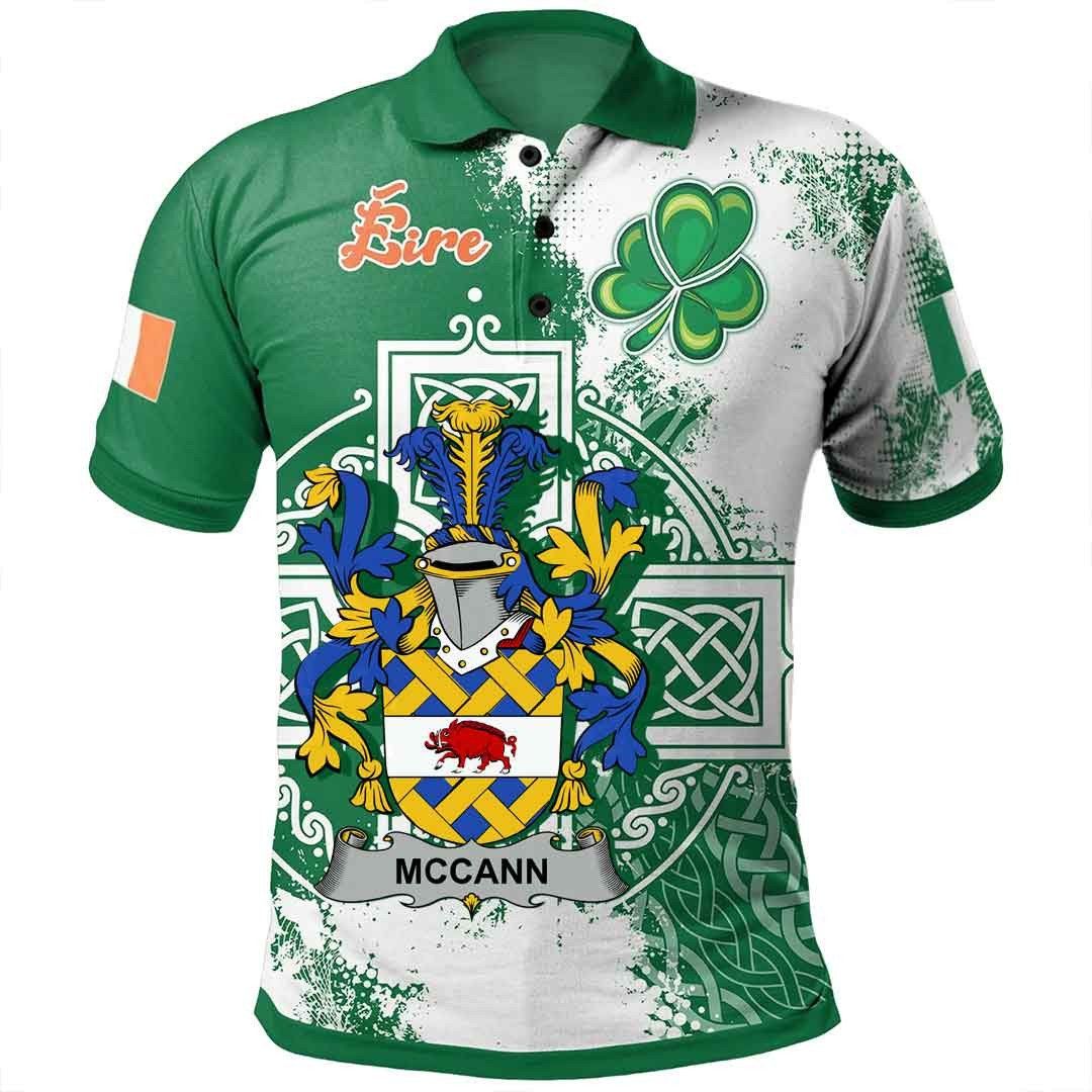 Ireland Clothing - McCann Irish Family Crest Polo Shirt - Irish Celtic Cross A7 Ireland Clothing - McCann Irish Family Crest Polo Shirt - Irish Celtic Cross A7