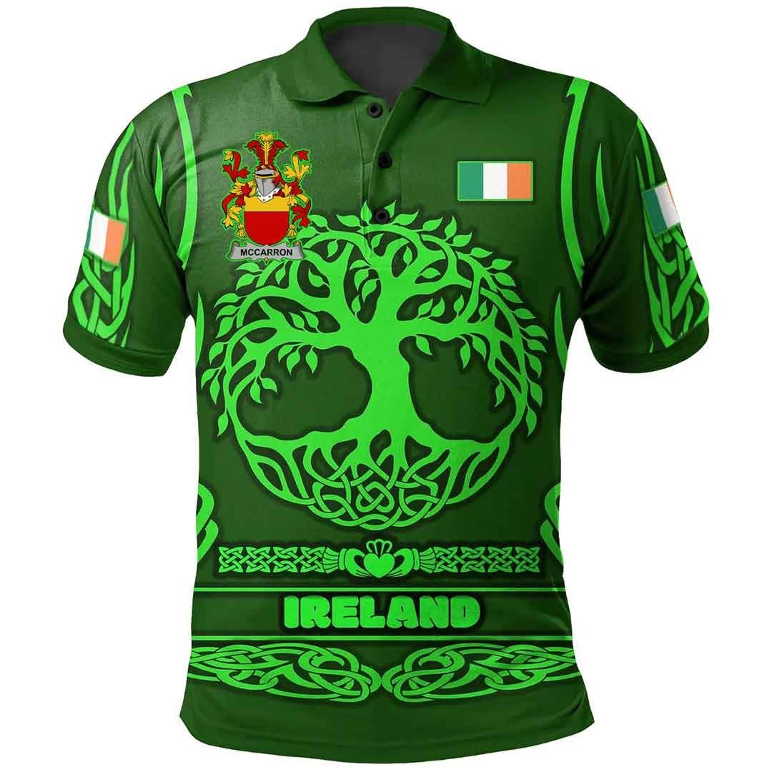 Ireland Clothing - McCarron Irish Family Crest Polo Shirt - Symbol of Celtic A7 Ireland Clothing - McCarron Irish Family Crest Polo Shirt - Symbol of Celtic A7