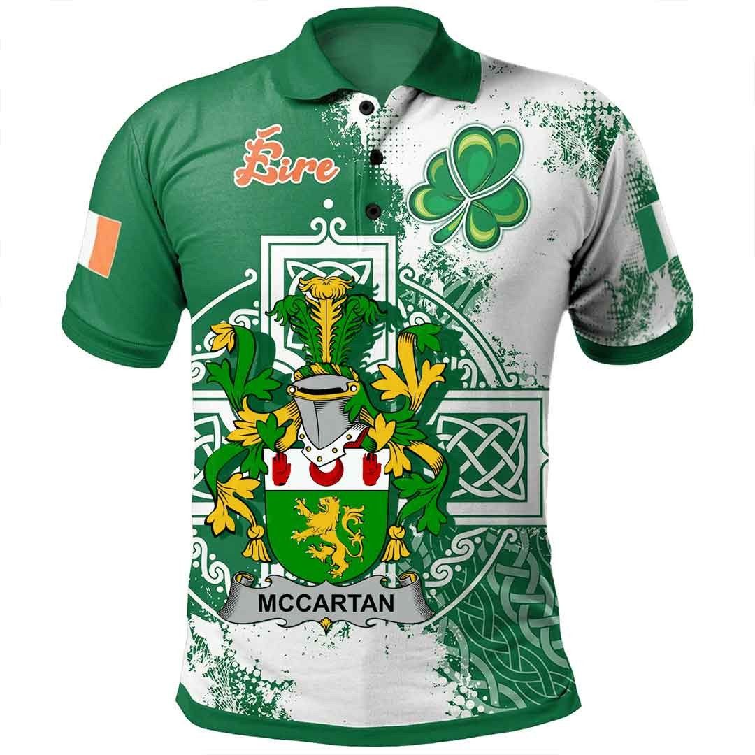 Ireland Clothing - McCartan Irish Family Crest Polo Shirt - Irish Celtic Cross A7 Ireland Clothing - McCartan Irish Family Crest Polo Shirt - Irish Celtic Cross A7