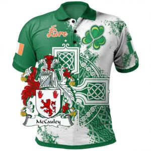 Ireland Clothing - McCauley Irish Family Crest Polo Shirt - Irish Celtic Cross A7