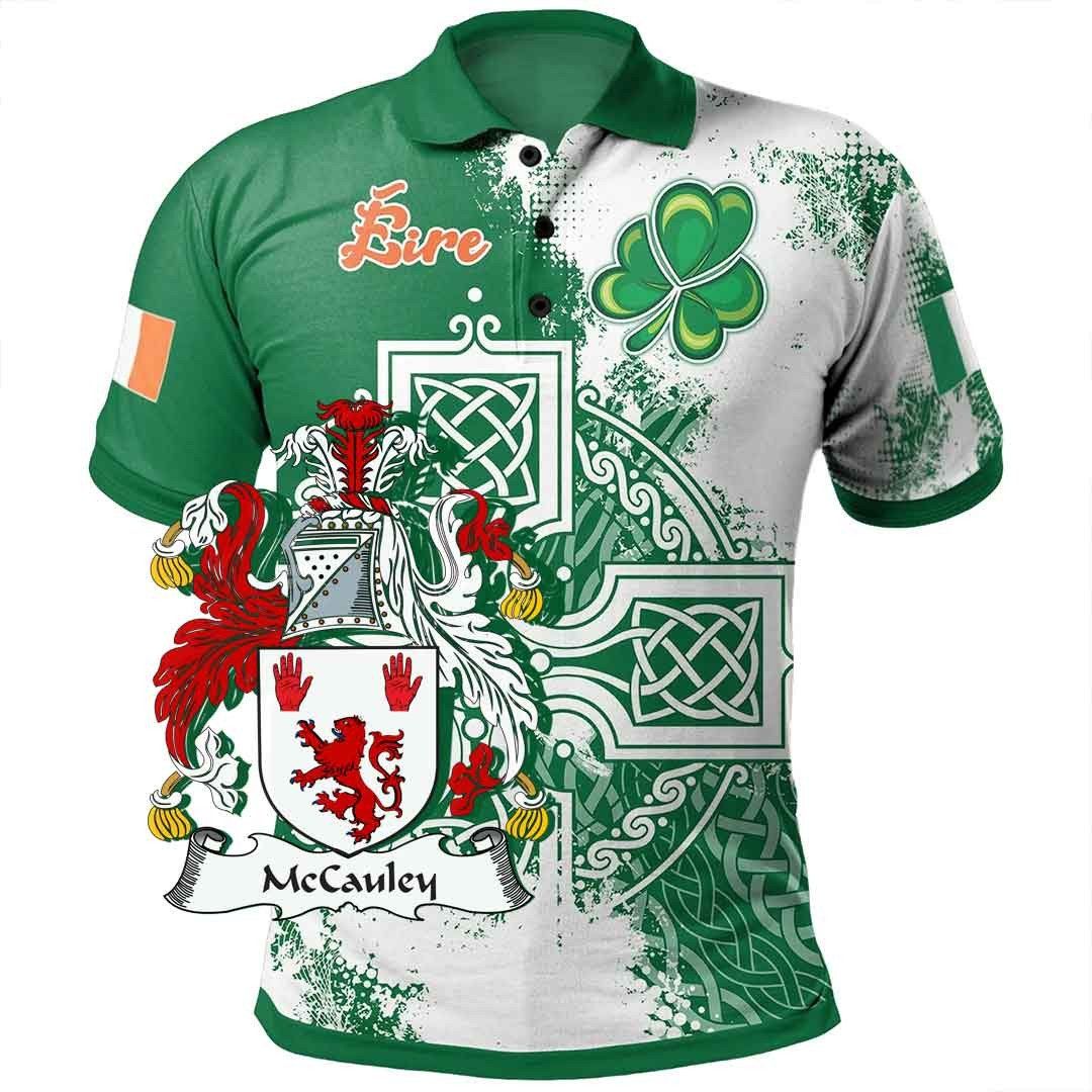 Ireland Clothing - McCauley Irish Family Crest Polo Shirt - Irish Celtic Cross A7 Ireland Clothing - McCauley Irish Family Crest Polo Shirt - Irish Celtic Cross A7