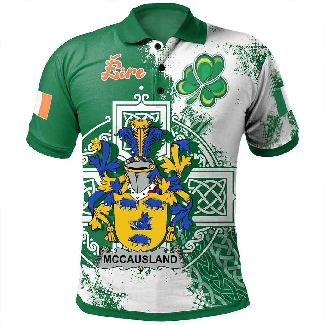 Ireland Clothing - McCausland Irish Family Crest Polo Shirt - Irish Celtic Cross A7 Ireland Clothing - McCausland Irish Family Crest Polo Shirt - Irish Celtic Cross A7