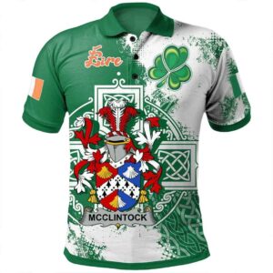 Ireland Clothing - McClintock Irish Family Crest Polo Shirt - Irish Celtic Cross A7