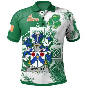 Ireland Clothing - McClure Irish Family Crest Polo Shirt - Irish Celtic Cross A7