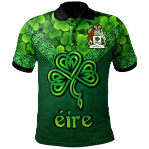 Ireland Clothing - McCluskey Irish Family Crest Polo Shirt - Irish Shamrock Triangle A7