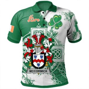 Ireland Clothing - McCormick Irish Family Crest Polo Shirt - Irish Celtic Cross A7
