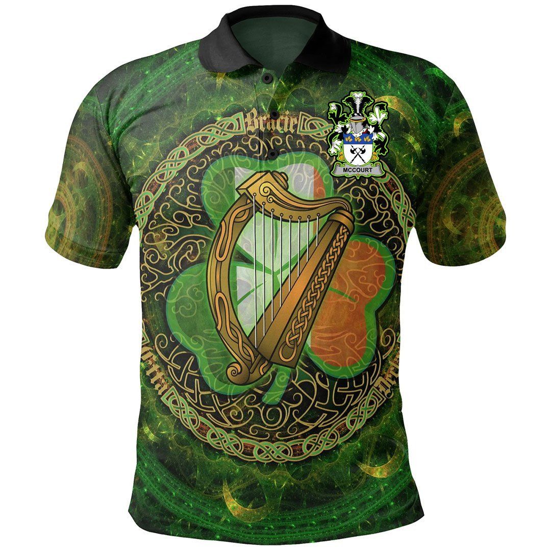 Ireland Clothing - McCourt Irish Family Crest Polo Shirt - Celtic Tree A7 Ireland Clothing - McCourt Irish Family Crest Polo Shirt - Celtic Tree A7