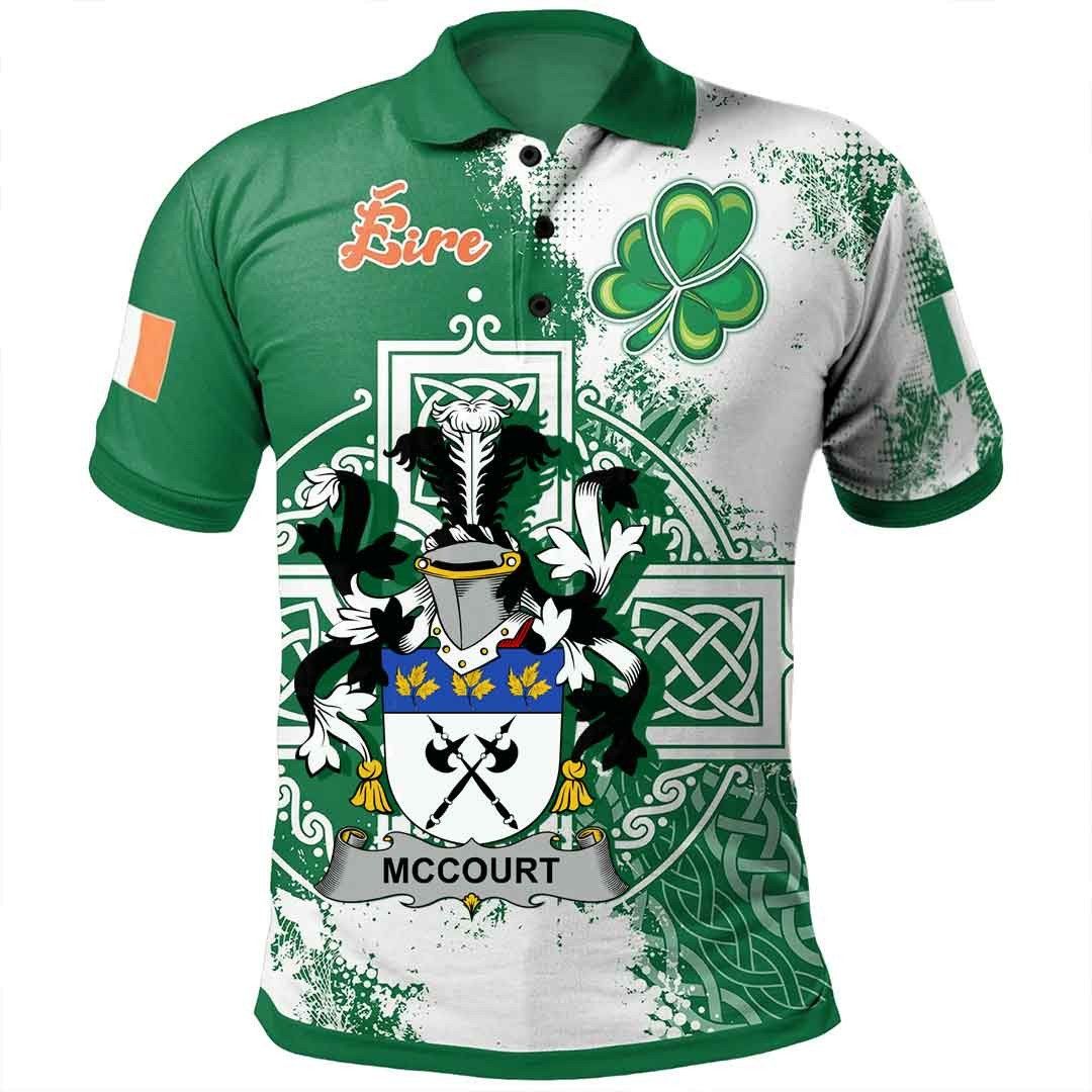 Ireland Clothing - McCourt Irish Family Crest Polo Shirt - Irish Celtic Cross A7 Ireland Clothing - McCourt Irish Family Crest Polo Shirt - Irish Celtic Cross A7