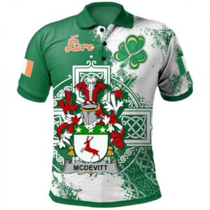 Ireland Clothing - McDevitt Irish Family Crest Polo Shirt - Irish Celtic Cross A7