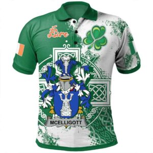 Ireland Clothing - McElligott Irish Family Crest Polo Shirt - Irish Celtic Cross A7