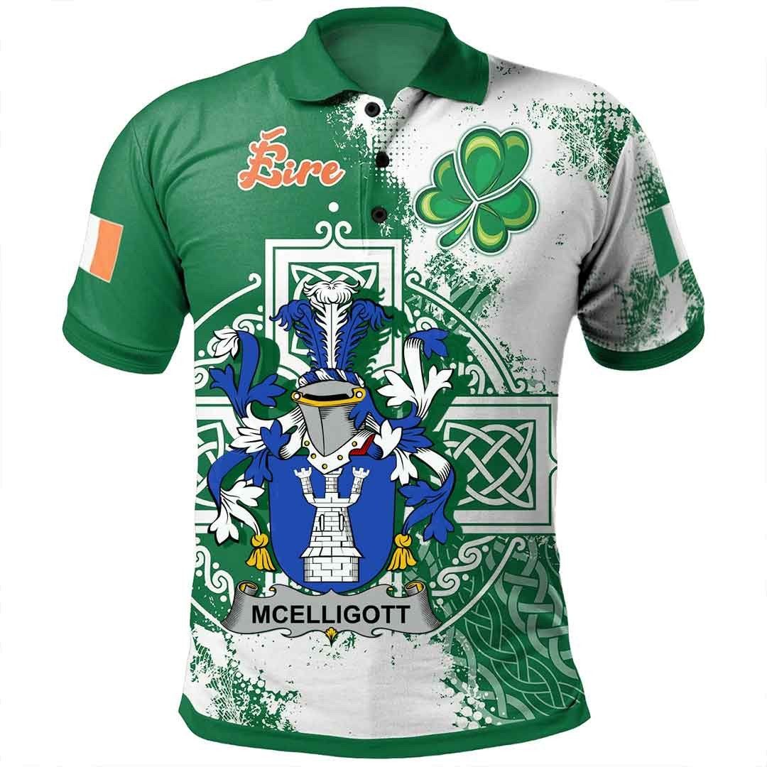 Ireland Clothing - McElligott Irish Family Crest Polo Shirt - Irish Celtic Cross A7 Ireland Clothing - McElligott Irish Family Crest Polo Shirt - Irish Celtic Cross A7