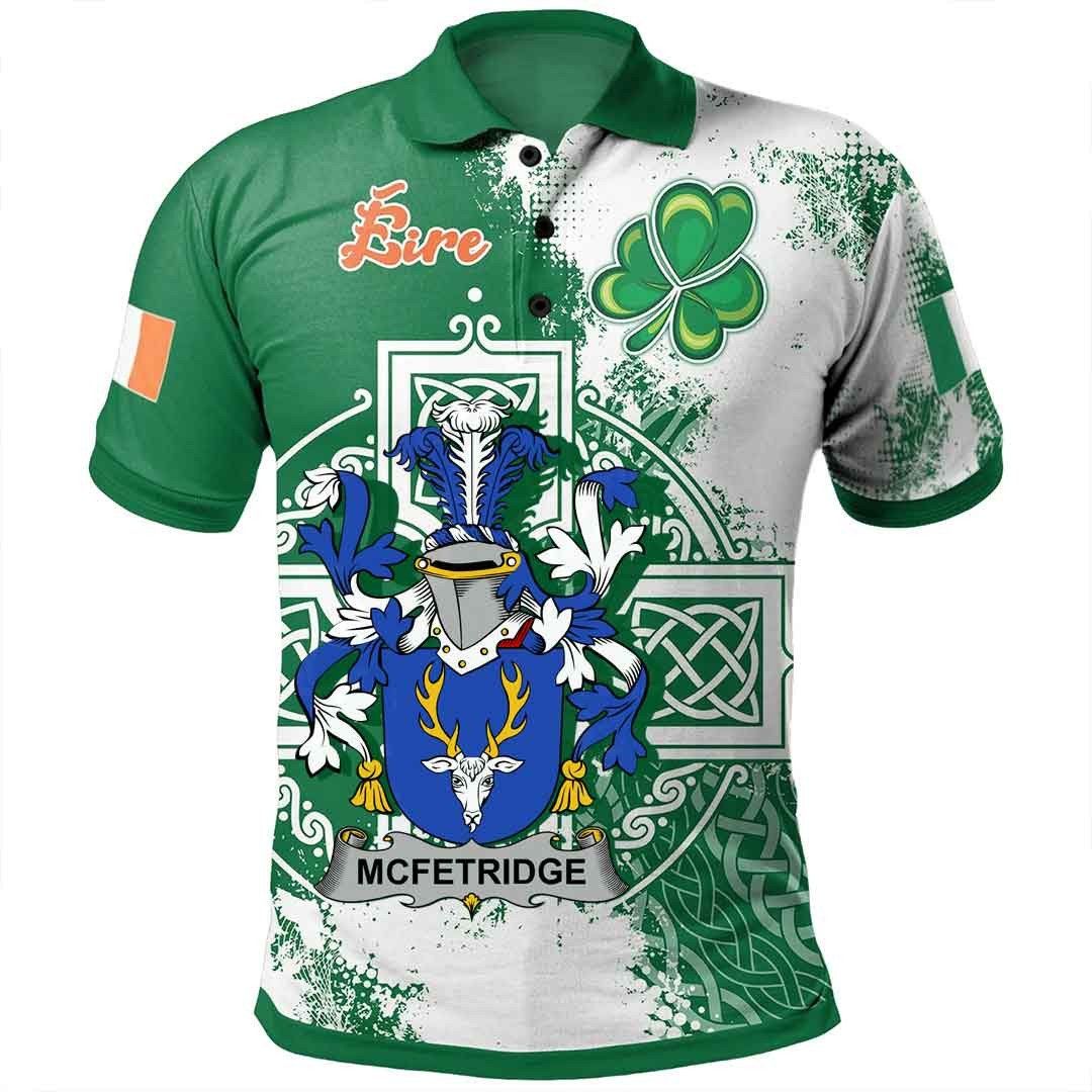 Ireland Clothing - McFetridge Irish Family Crest Polo Shirt - Irish Celtic Cross A7 Ireland Clothing - McFetridge Irish Family Crest Polo Shirt - Irish Celtic Cross A7