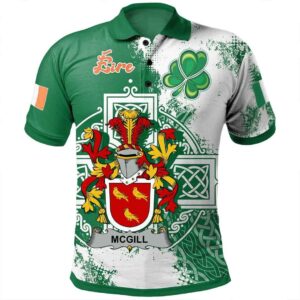 Ireland Clothing - McGill Irish Family Crest Polo Shirt - Irish Celtic Cross A7