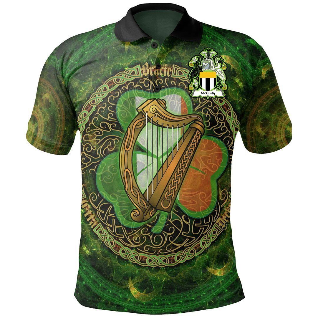 Ireland Clothing - McGinty Irish Family Crest Polo Shirt - Celtic Tree A7 Ireland Clothing - McGinty Irish Family Crest Polo Shirt - Celtic Tree A7