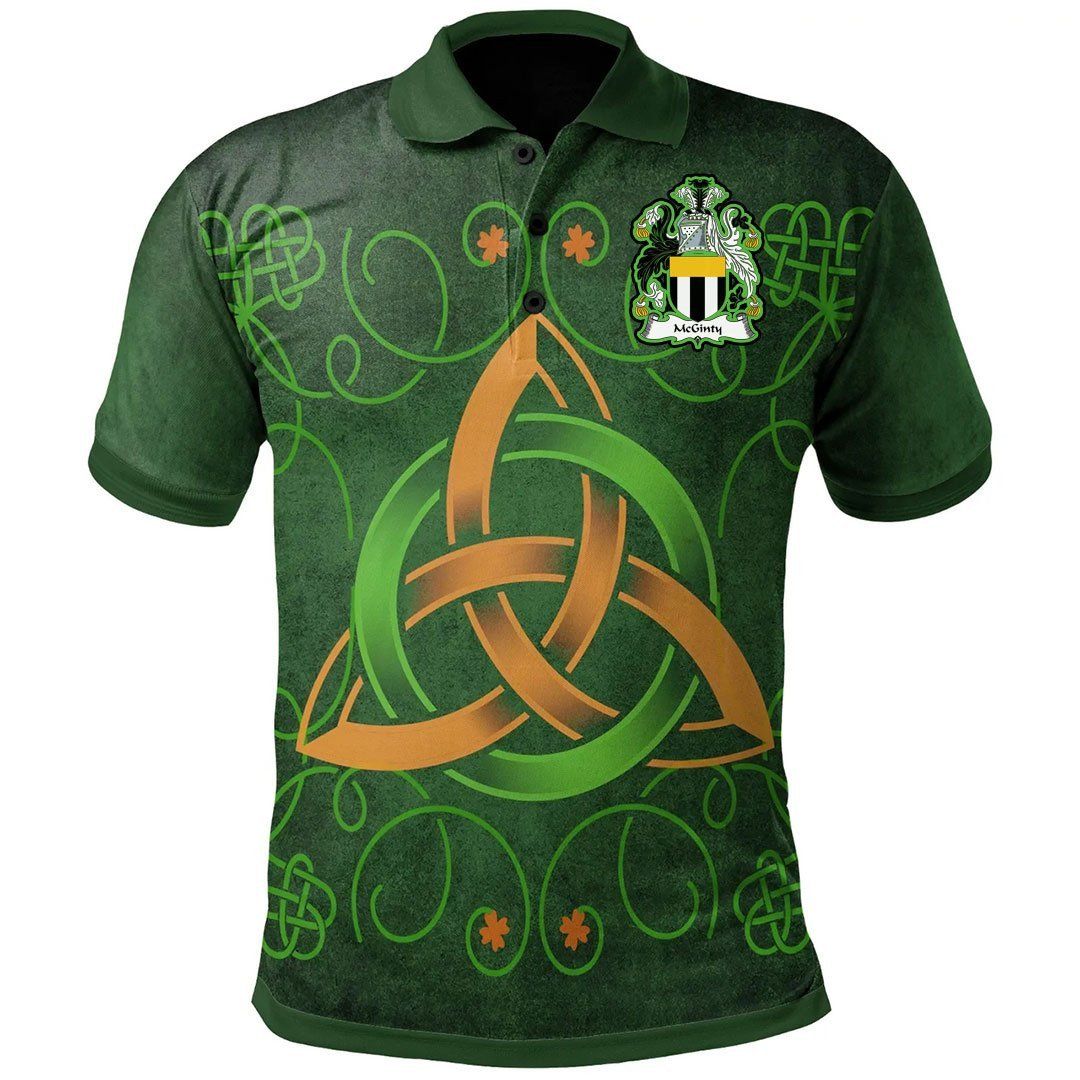Ireland Clothing - McGinty Irish Family Crest Polo Shirt - Celtic Triquetra Knot A7 Ireland Clothing - McGinty Irish Family Crest Polo Shirt - Celtic Triquetra Knot A7