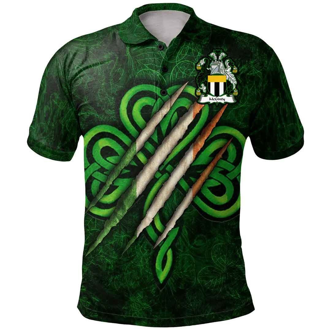 Ireland Clothing - McGinty Irish Family Crest Polo Shirt - Irish Shamrock Scratch A7 Ireland Clothing - McGinty Irish Family Crest Polo Shirt - Irish Shamrock Scratch A7