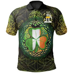 Ireland Clothing - McGinty Irish Family Crest Polo Shirt - Irish Shamrock Triangle A7