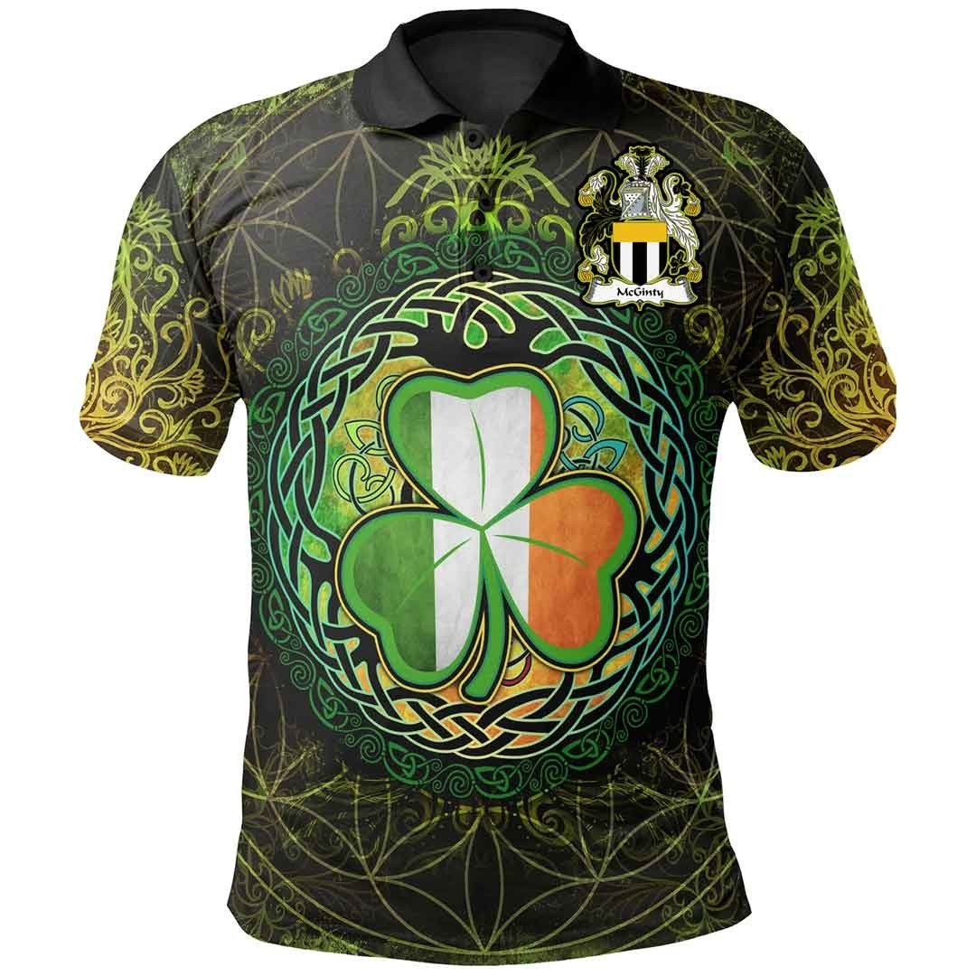 Ireland Clothing - McGinty Irish Family Crest Polo Shirt - Irish Shamrock Triangle A7 Ireland Clothing - McGinty Irish Family Crest Polo Shirt - Irish Shamrock Triangle A7