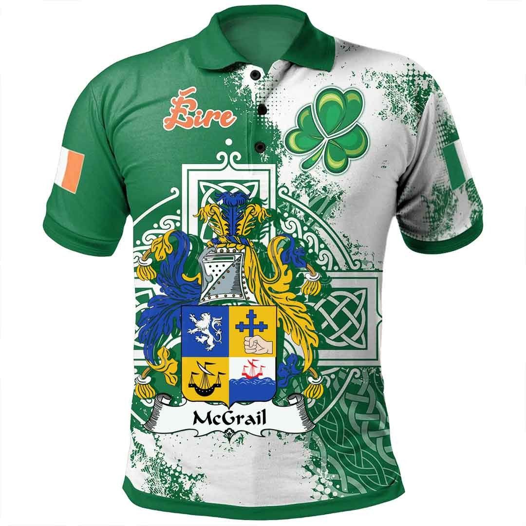 Ireland Clothing - McGrail Irish Family Crest Polo Shirt - Irish Celtic Cross A7 Ireland Clothing - McGrail Irish Family Crest Polo Shirt - Irish Celtic Cross A7