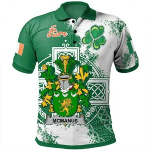 Ireland Clothing - McManus Irish Family Crest Polo Shirt - Irish Celtic Cross A7