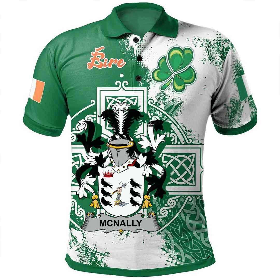 Ireland Clothing - McNally Irish Family Crest Polo Shirt - Irish Celtic Cross A7 Ireland Clothing - McNally Irish Family Crest Polo Shirt - Irish Celtic Cross A7