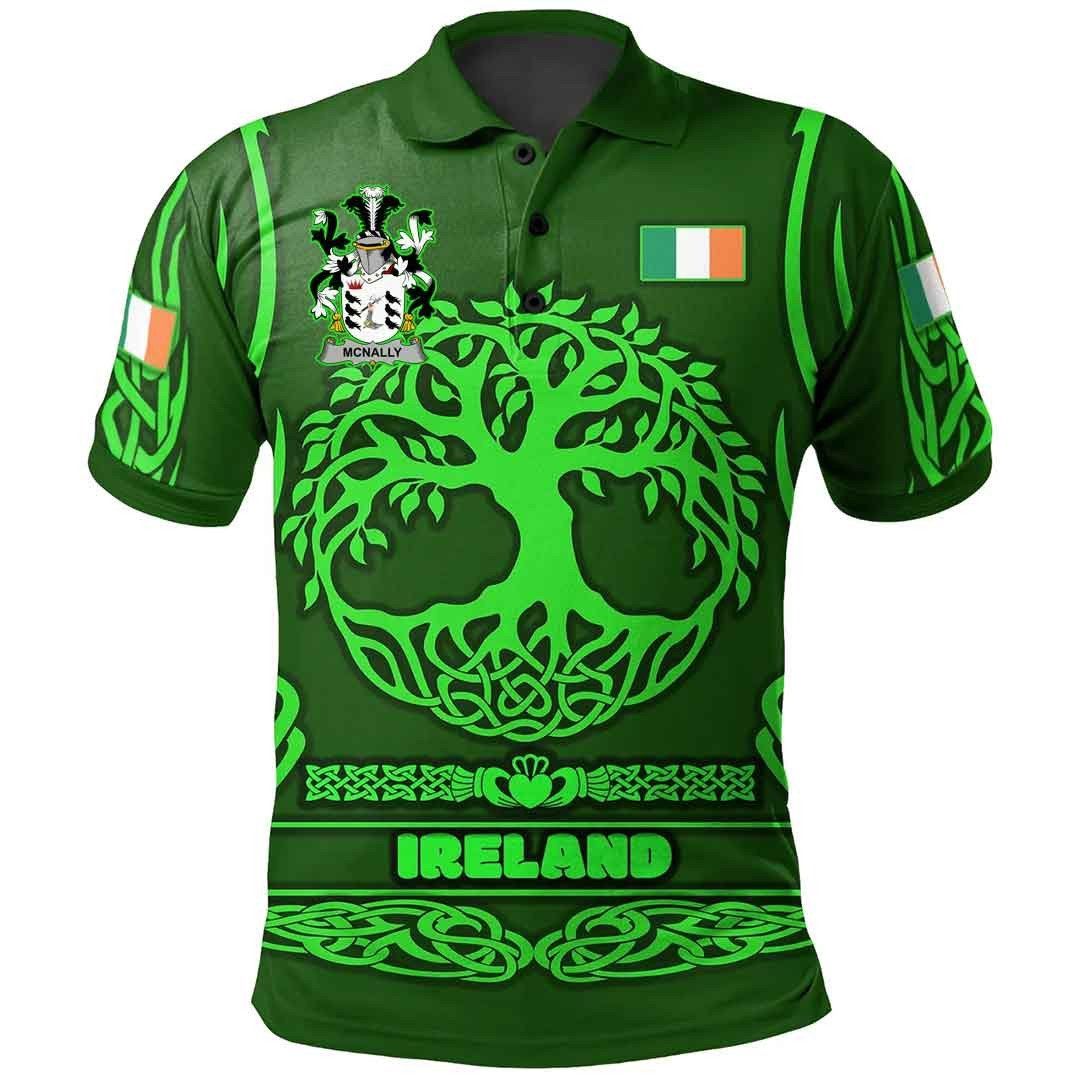 Ireland Clothing - McNally Irish Family Crest Polo Shirt - Symbol of Celtic A7 Ireland Clothing - McNally Irish Family Crest Polo Shirt - Symbol of Celtic A7