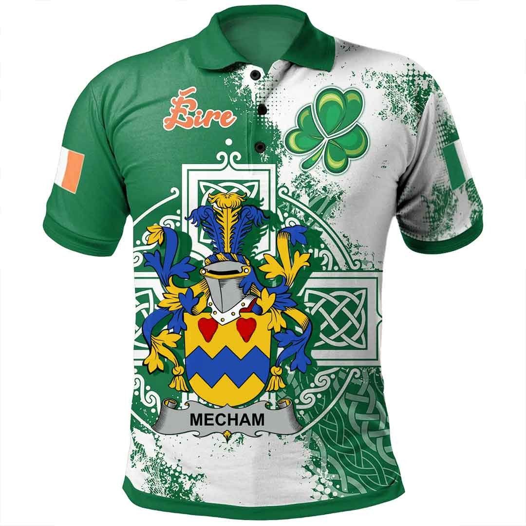 Ireland Clothing - Mecham Irish Family Crest Polo Shirt - Irish Celtic Cross A7 Ireland Clothing - Mecham Irish Family Crest Polo Shirt - Irish Celtic Cross A7