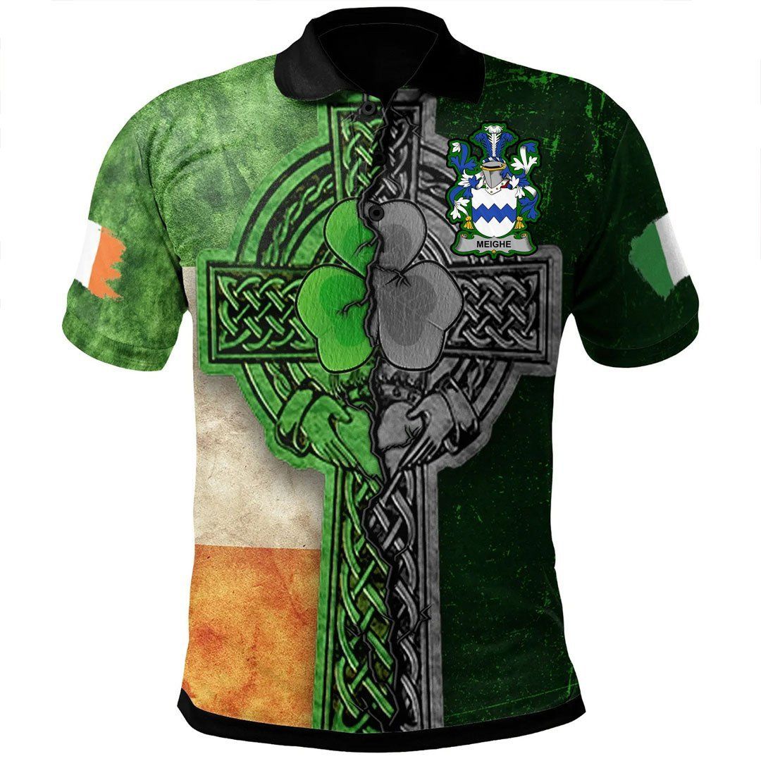 Ireland Clothing - Meighe Irish Family Crest Polo Shirt - Irish Claddagh Cross A7 Ireland Clothing - Meighe Irish Family Crest Polo Shirt - Irish Claddagh Cross A7